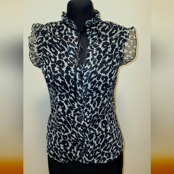 Atmosphere Leopard animal print sheer blouse US 4 - Picture 7 of 15